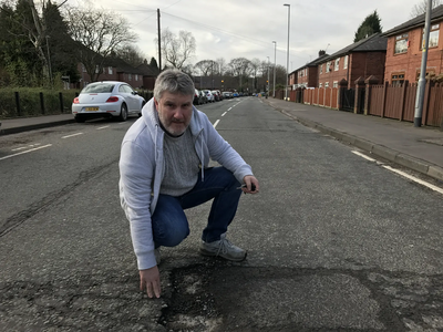 David Clayton is campaigning to fix Kingsway's broken roads