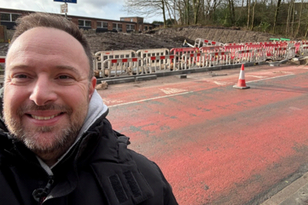 Andy Lord at the new Shawclough Crossing