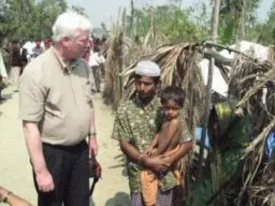 Paul Rowen MP visiting some of the families affected.