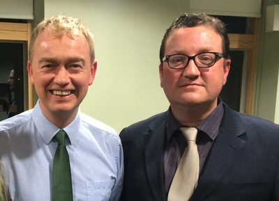 Andy Kelly with Lib Dem leader Tim Farron