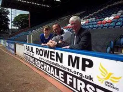 Rochdale Fan - Daniella Walsh, Rochdale Manager - Steve Parkin and Paul Rowen MP - Treading the boards!