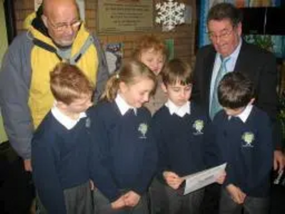 Heywood North Councillors Peter Rush, Doreen Brophy-Lee, Malcolm Bruce and competition winner Lewis Brown