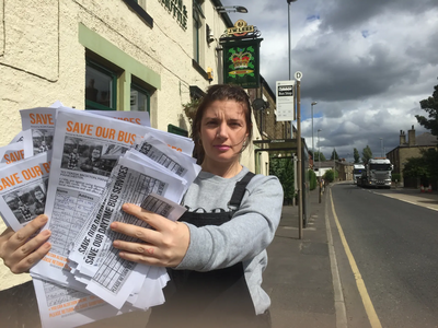 Local transport campaigner Kitt Budd from Firgrove with hundreds of signatures on the petition on the 182 route