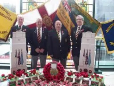 Ex Fusiliers and Royal British Legion Members Councillor Peter Clegg, Alan Thorpe, Norman Holt and David Barber at the Poppy Appeal stand in the Wheatsheaf Centre